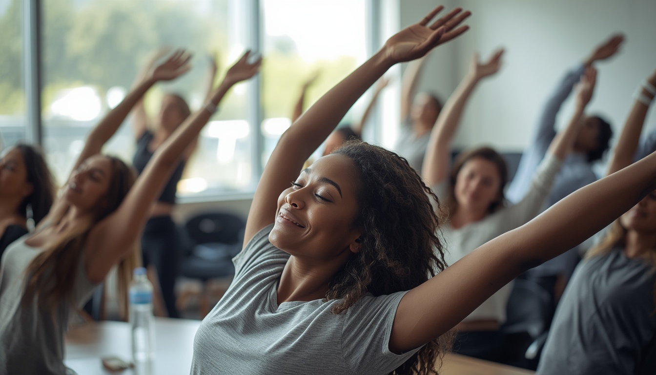 Office stretch session at Drainactive